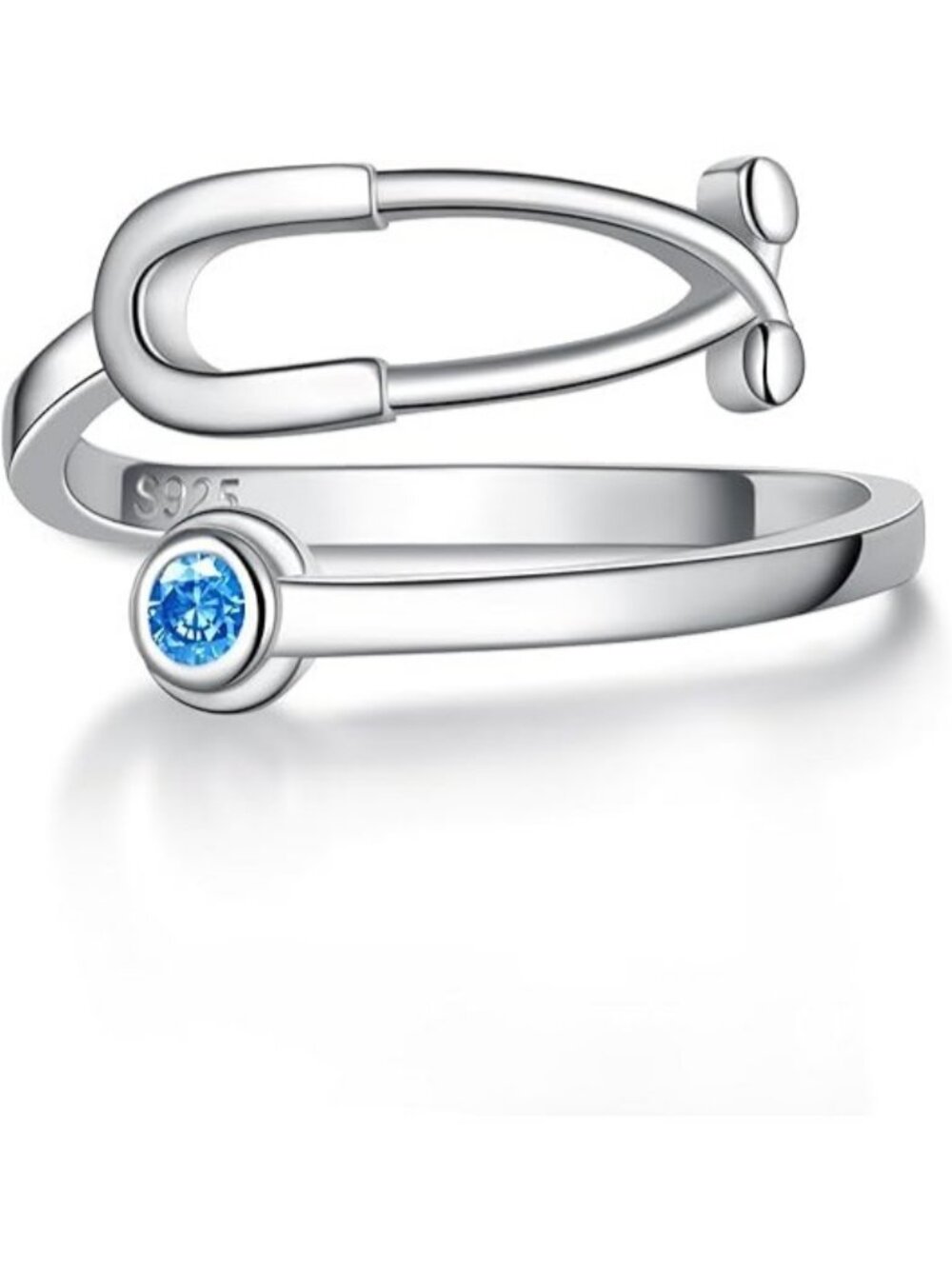 December Stethoscope Medicine Birthstone Ring Sterling Silver
